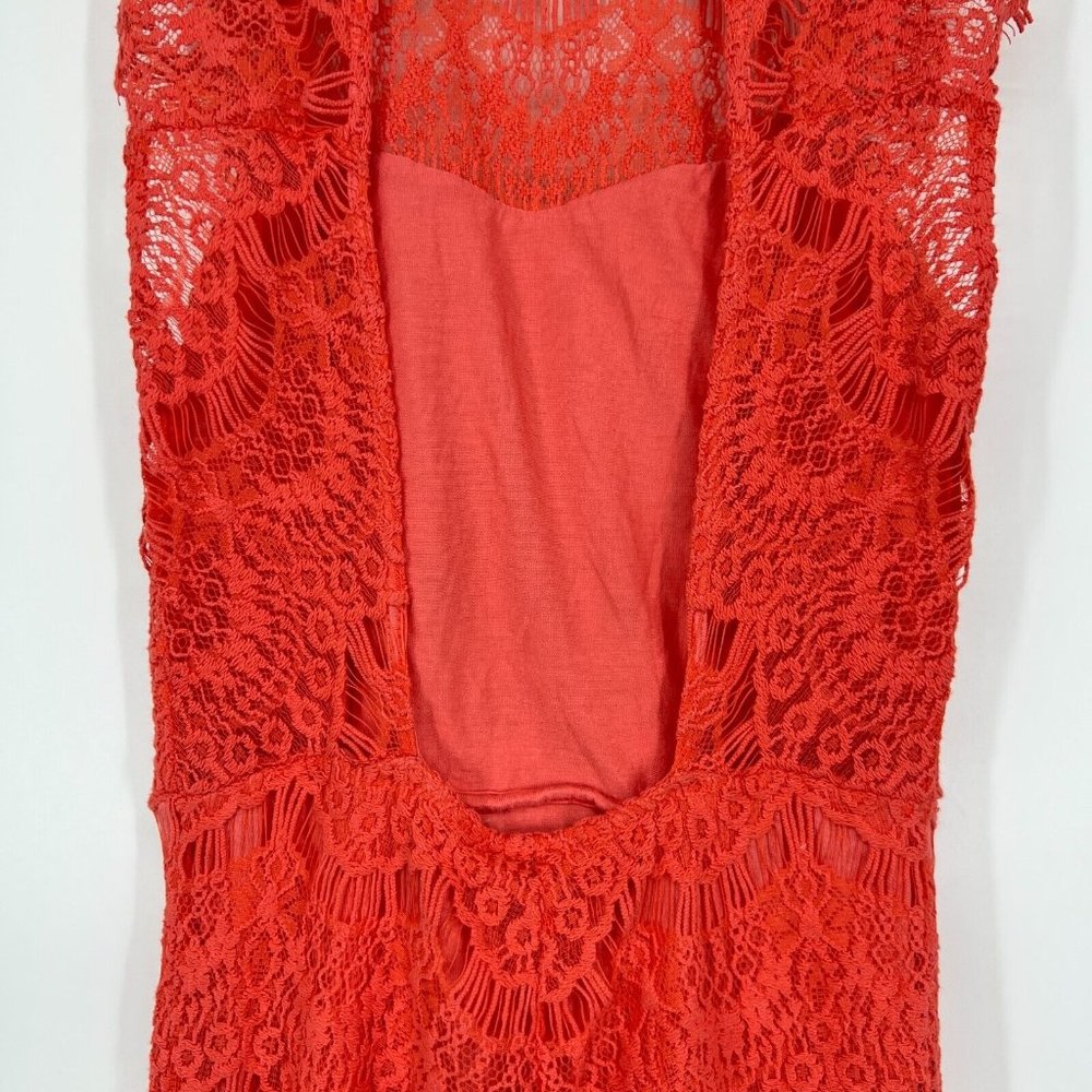 Free People Dress Coral Daydream Lace Mini Open Back Sleeveless NWT - Picture 9 of 12